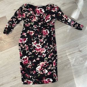 Floral faux wrap maternity dress